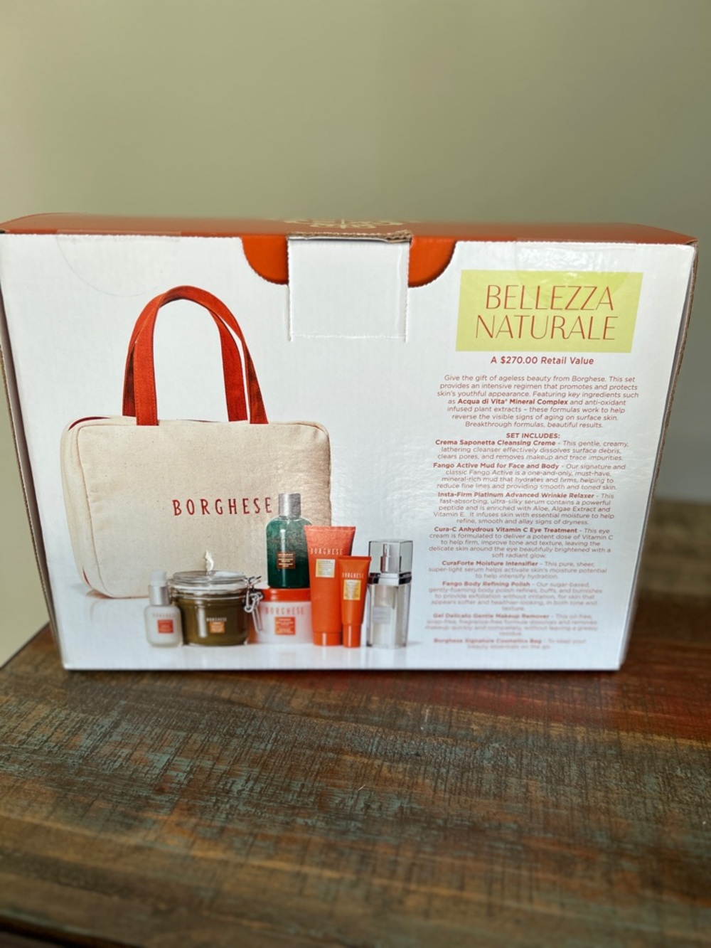 Borghese Bellezza Naturale 8 Piece Set Brand New, Still Sealed w/Sig. Cos. Bag